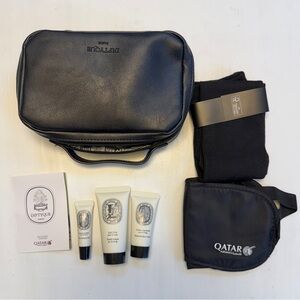 New Diptyque Paris black & white toiletry kit for Qatar Airways Business Class